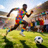 非洲足球比赛中球员奋力奔跑的精彩瞬间